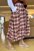 Roberta Plaid Brushed Cotton Balloon Hem Skirt Amber